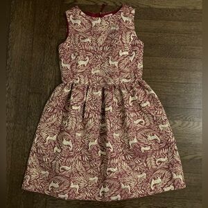 Crewcuts Girl’s Sleeveless Jaquard Dress in Botanical Deer Print Size 14Y